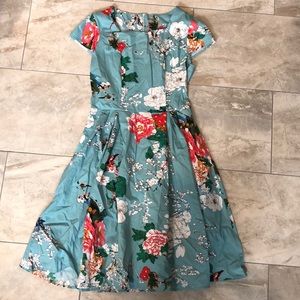 50’s style blue floral dress